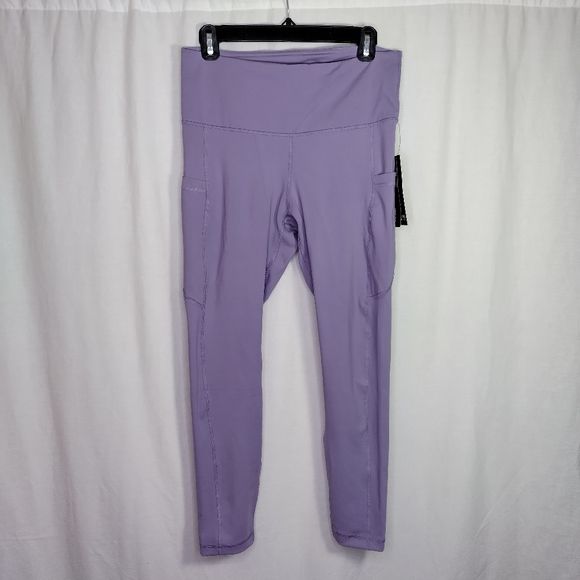 NWT 90 Degree by Reflex High Waist Ankle Length Purple Athletic Leggings Size L - Picture 2 of 9